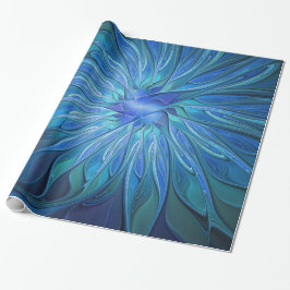 Blauw ventilatorpatroon, Abstracte fractale kunst Cadeaupapier