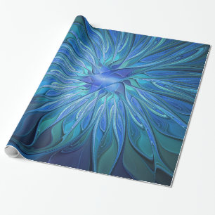 Blauw ventilatorpatroon, Abstracte fractale kunst Cadeaupapier