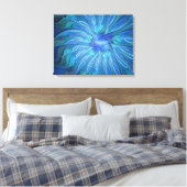 Blauw ventilatorpatroon, Abstracte fractale kunst Canvas Afdruk (Insitu (Slaapkamer))