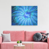 Blauw ventilatorpatroon, Abstracte fractale kunst Canvas Afdruk (Insitu (Woonkamer))