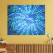 Blauw ventilatorpatroon, Abstracte fractale kunst Canvas Afdruk (Insitu (Woonkamer))