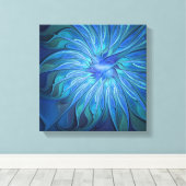 Blauw ventilatorpatroon, Abstracte fractale kunst Canvas Afdruk (Insitu (Houten vloer))