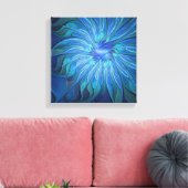 Blauw ventilatorpatroon, Abstracte fractale kunst Canvas Afdruk (Insitu (Woonkamer))