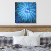 Blauw ventilatorpatroon, Abstracte fractale kunst Canvas Afdruk (Insitu (Slaapkamer))