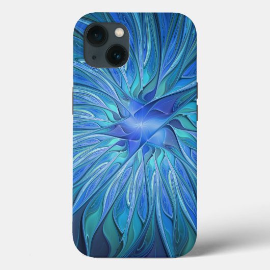 Blauw ventilatorpatroon, Abstracte fractale kunst Case-Mate iPhone Case (Achterkant)