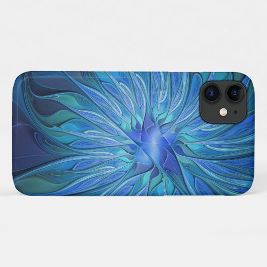 Blauw ventilatorpatroon, Abstracte fractale kunst Case-Mate iPhone Case (Achterkant (horizontaal))