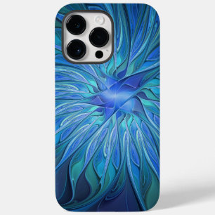 Blauw ventilatorpatroon, Abstracte fractale kunst Case-Mate iPhone 14 Pro Max Hoesje