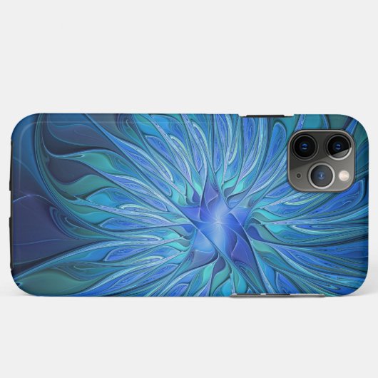 Blauw ventilatorpatroon, Abstracte fractale kunst Case-Mate iPhone Case (Achterkant (horizontaal))