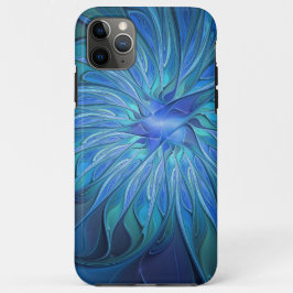 Blauw ventilatorpatroon, Abstracte fractale kunst Case-Mate iPhone Case