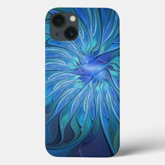 Blauw ventilatorpatroon, Abstracte fractale kunst Case-Mate iPhone Case (Achterkant)