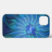 Blauw ventilatorpatroon, Abstracte fractale kunst Case-Mate iPhone Case (Achterkant (horizontaal))