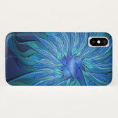 Blauw ventilatorpatroon, Abstracte fractale kunst Case-Mate iPhone Case (Achterkant (horizontaal))