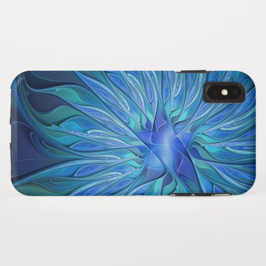 Blauw ventilatorpatroon, Abstracte fractale kunst Case-Mate iPhone Case (Achterkant (horizontaal))