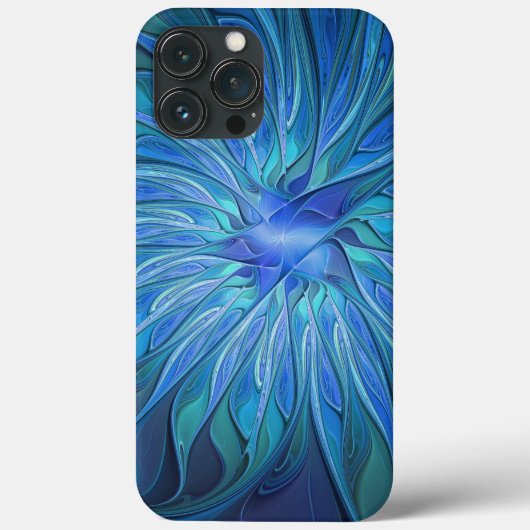 Blauw ventilatorpatroon, Abstracte fractale kunst Case-Mate iPhone Case (Achterkant)