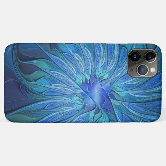Blauw ventilatorpatroon, Abstracte fractale kunst Case-Mate iPhone Case (Achterkant (horizontaal))