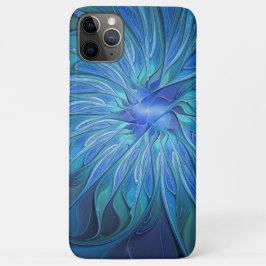 Blauw ventilatorpatroon, Abstracte fractale kunst Case-Mate iPhone Case