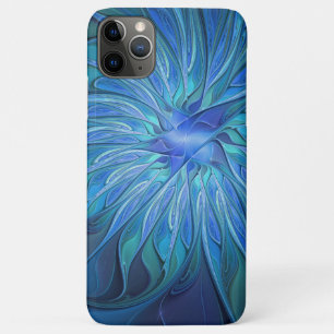 Blauw ventilatorpatroon, Abstracte fractale kunst Case-Mate iPhone Case
