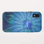 Blauw ventilatorpatroon, Abstracte fractale kunst Case-Mate iPhone Case (Achterkant (horizontaal))