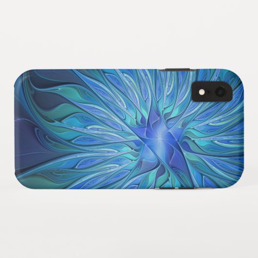 Blauw ventilatorpatroon, Abstracte fractale kunst Case-Mate iPhone Case (Achterkant (horizontaal))