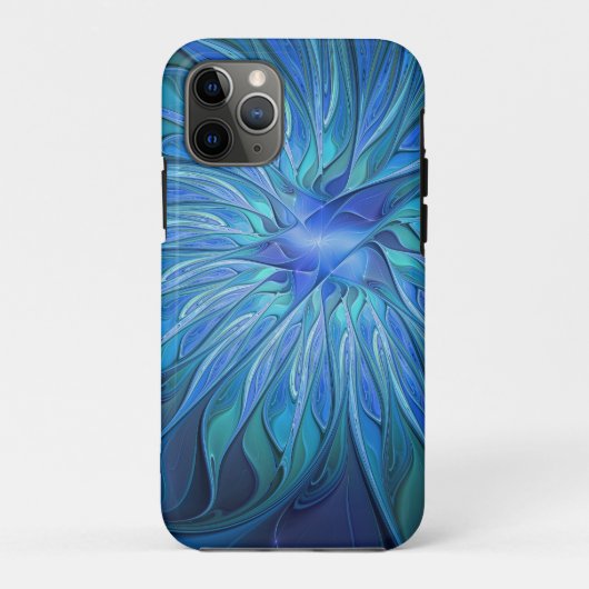 Blauw ventilatorpatroon, Abstracte fractale kunst Case-Mate iPhone Case (Achterkant)