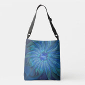 Blauw ventilatorpatroon, Abstracte fractale kunst Crossbody Tas (Achterkant)