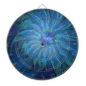 Blauw ventilatorpatroon, Abstracte fractale kunst Dartbord (Voorkant)
