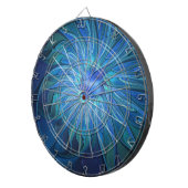 Blauw ventilatorpatroon, Abstracte fractale kunst Dartbord (Voorkant Rechts)