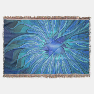 Blauw ventilatorpatroon, Abstracte fractale kunst Deken