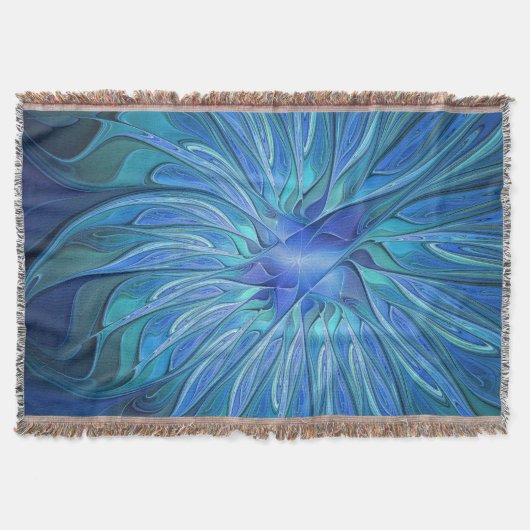 Blauw ventilatorpatroon, Abstracte fractale kunst Deken (Voorkant)