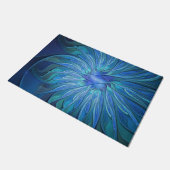 Blauw ventilatorpatroon, Abstracte fractale kunst Deurmat (Schuin)