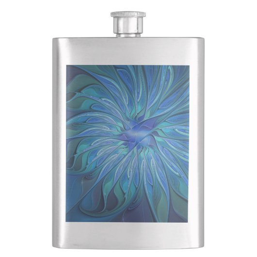 Blauw ventilatorpatroon, Abstracte fractale kunst Flacon (Voorkant)