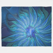 Blauw ventilatorpatroon, Abstracte fractale kunst Fleece Deken (Voorkant (Horizontaal))