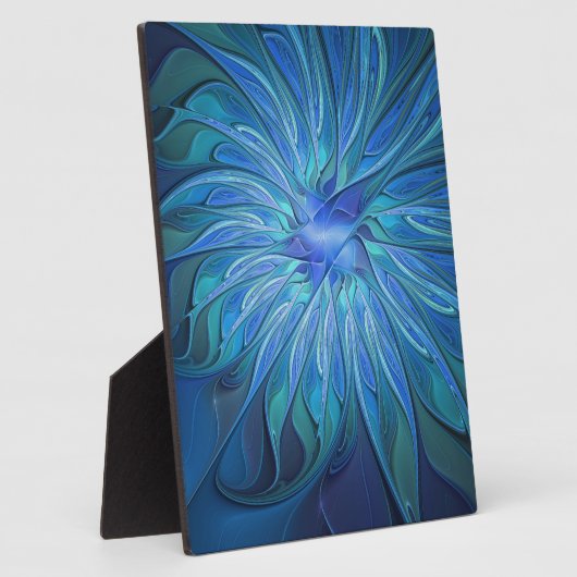 Blauw ventilatorpatroon, Abstracte fractale kunst Fotoplaat (Zijkant)