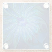 Blauw ventilatorpatroon, Abstracte fractale kunst Glazen Onderzetter (Achterkant)