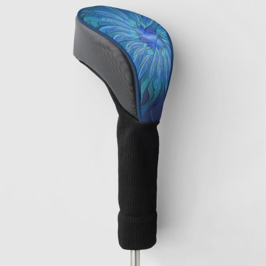 Blauw ventilatorpatroon, Abstracte fractale kunst Golfheadcover (Schuin)