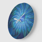 Blauw ventilatorpatroon, Abstracte fractale kunst Grote Klok (Hoek)