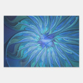 Blauw ventilatorpatroon, Abstracte fractale kunst Inpakpapier Vel (Voorkant 3)