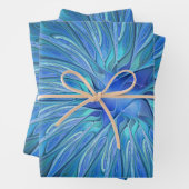 Blauw ventilatorpatroon, Abstracte fractale kunst Inpakpapier Vel (In situ)