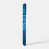 Blauw ventilatorpatroon, Abstracte fractale kunst iPhone 15 Case (Rechterkant)