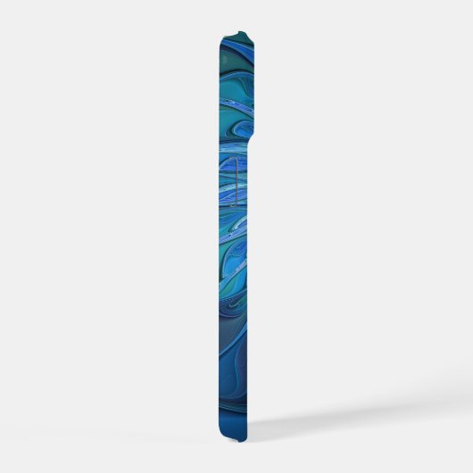 Blauw ventilatorpatroon, Abstracte fractale kunst iPhone 15 Case (Rechterkant)