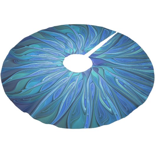Blauw ventilatorpatroon, Abstracte fractale kunst Kerstboom Rok (Gekanteld)