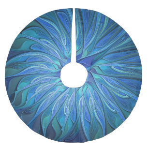Blauw ventilatorpatroon, Abstracte fractale kunst Kerstboom Rok