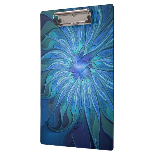 Blauw ventilatorpatroon, Abstracte fractale kunst Klembord (Links)