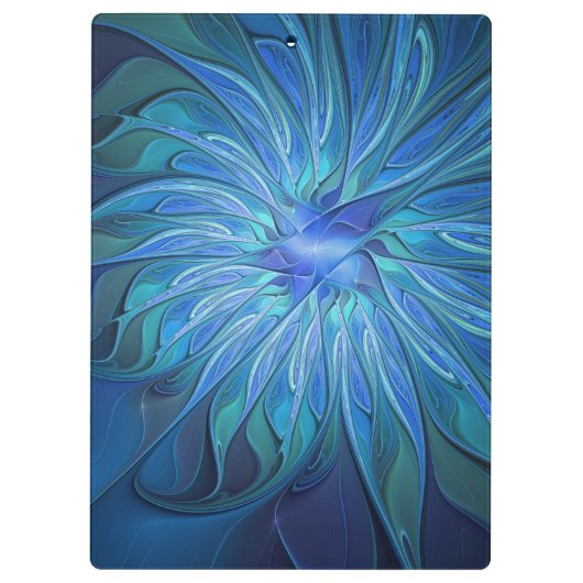 Blauw ventilatorpatroon, Abstracte fractale kunst Klembord (Achterkant)