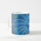 Blauw ventilatorpatroon, Abstracte fractale kunst Koffiemok (Voorkant links)