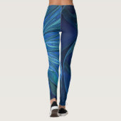 Blauw ventilatorpatroon, Abstracte fractale kunst Leggings (Achterkant)