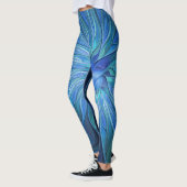 Blauw ventilatorpatroon, Abstracte fractale kunst Leggings (Links)