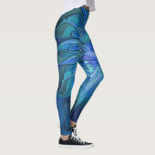 Blauw ventilatorpatroon, Abstracte fractale kunst Leggings (Rechts)