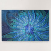 Blauw ventilatorpatroon, Abstracte fractale kunst Legpuzzel (Horizontaal)