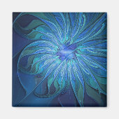 Blauw ventilatorpatroon, Abstracte fractale kunst Magneet (Voorkant)